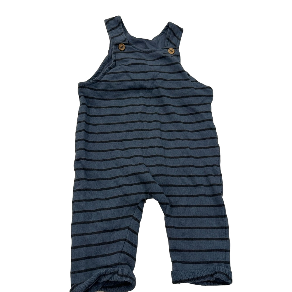3/20$ H&M Baby Blue & Black Striped Overalls/Jumpsuit size 9Months